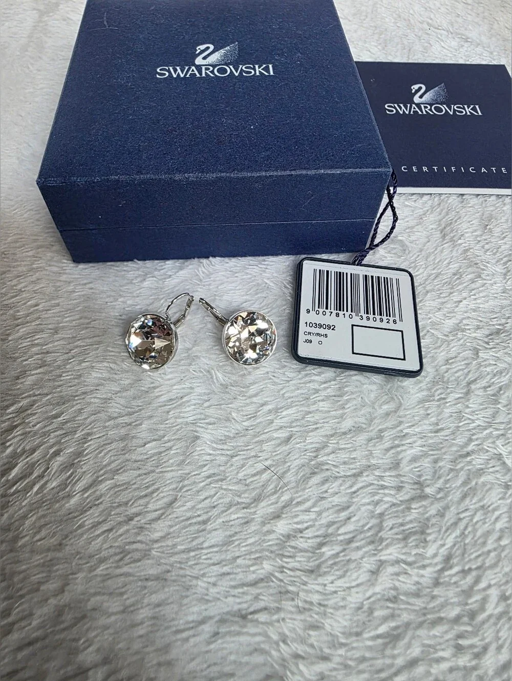 Swarovski Crystal Drop Earrings Clear Silver Tone w/ Box & Tag - Picture 3 of 6